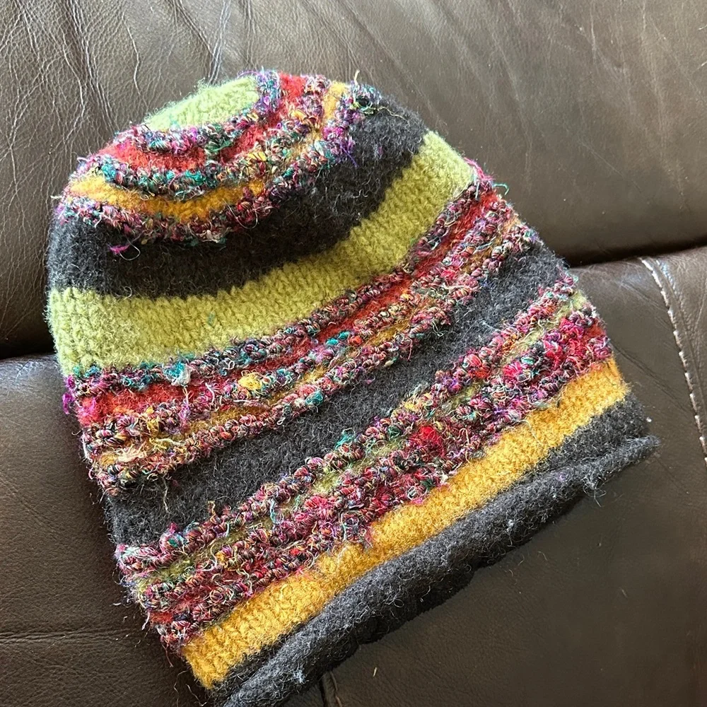 Zig zag Colorful slouchy Knit wool and silk Beanie - Picture 3 of 10